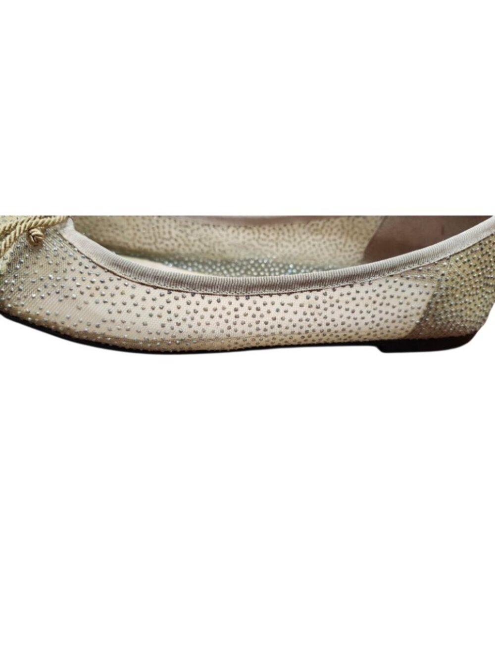 Pretty Ballerinas Size 40 Crystal Studded Ballet Flats Beige Gold Spain EU 40 - Picture 7 of 14